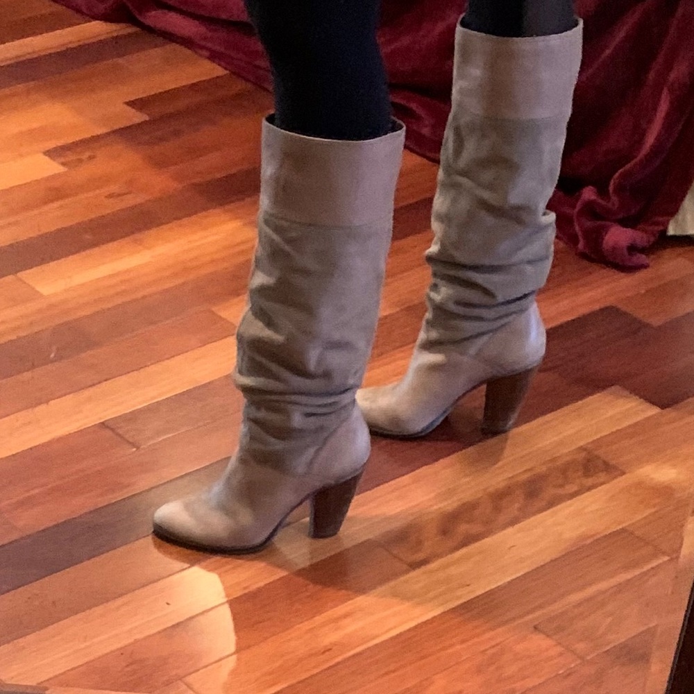 Zodiac Panda tan suede/leather slouch boots